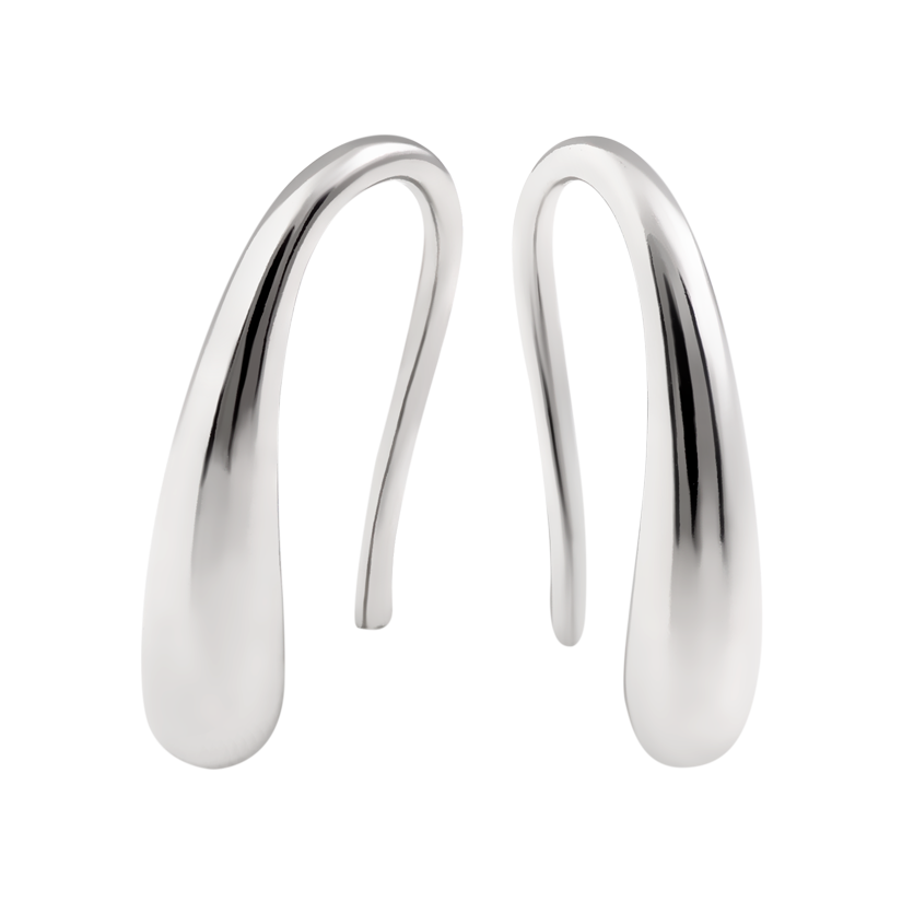 Серьги серебряные кафы с изящными каплевидными элементами