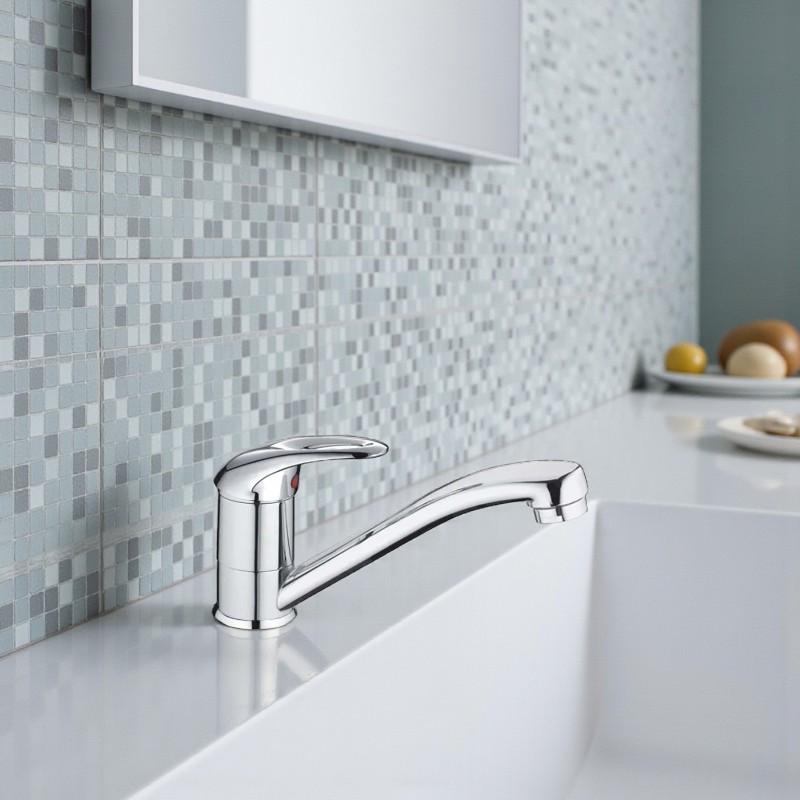 Смеситель для кухни Cron LUXOR-555 с коротким изливом однорычажный цинковый сплав Хром (b-CR0158) - фото 2