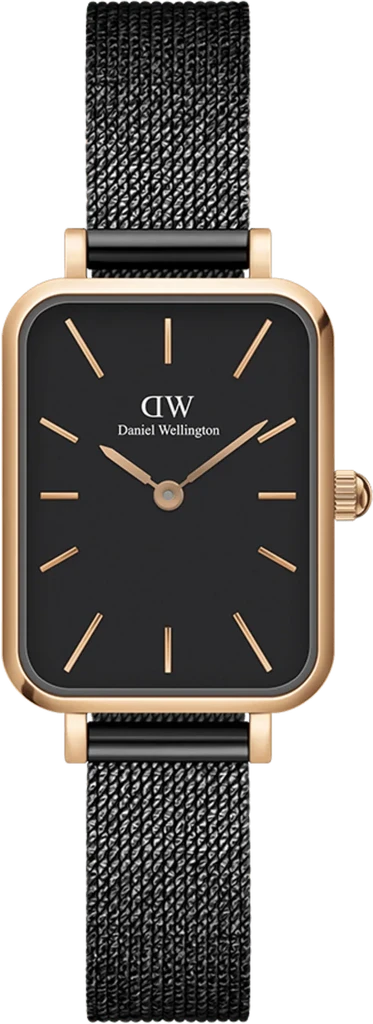 Наручные часы женские Daniel Wellington Quadro Pressed Ashfield DW00100433 со стальным корпусом WR 30 м Черный (3149832720)