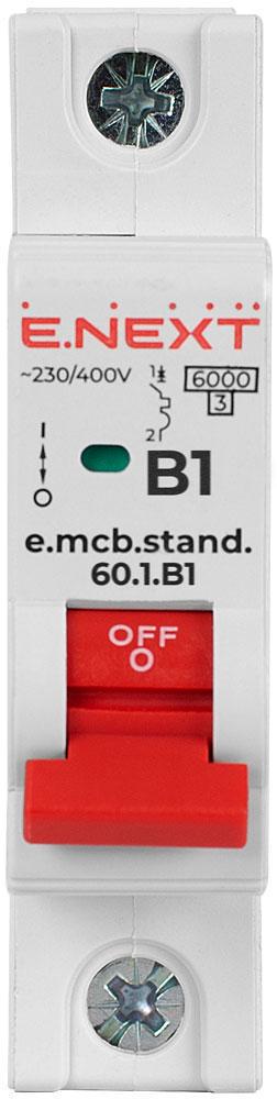 Автоматический выключатель E.NEXT e.mcb.stand.60.1.B1 1р 1А 6 кА B (s001101) - фото 2