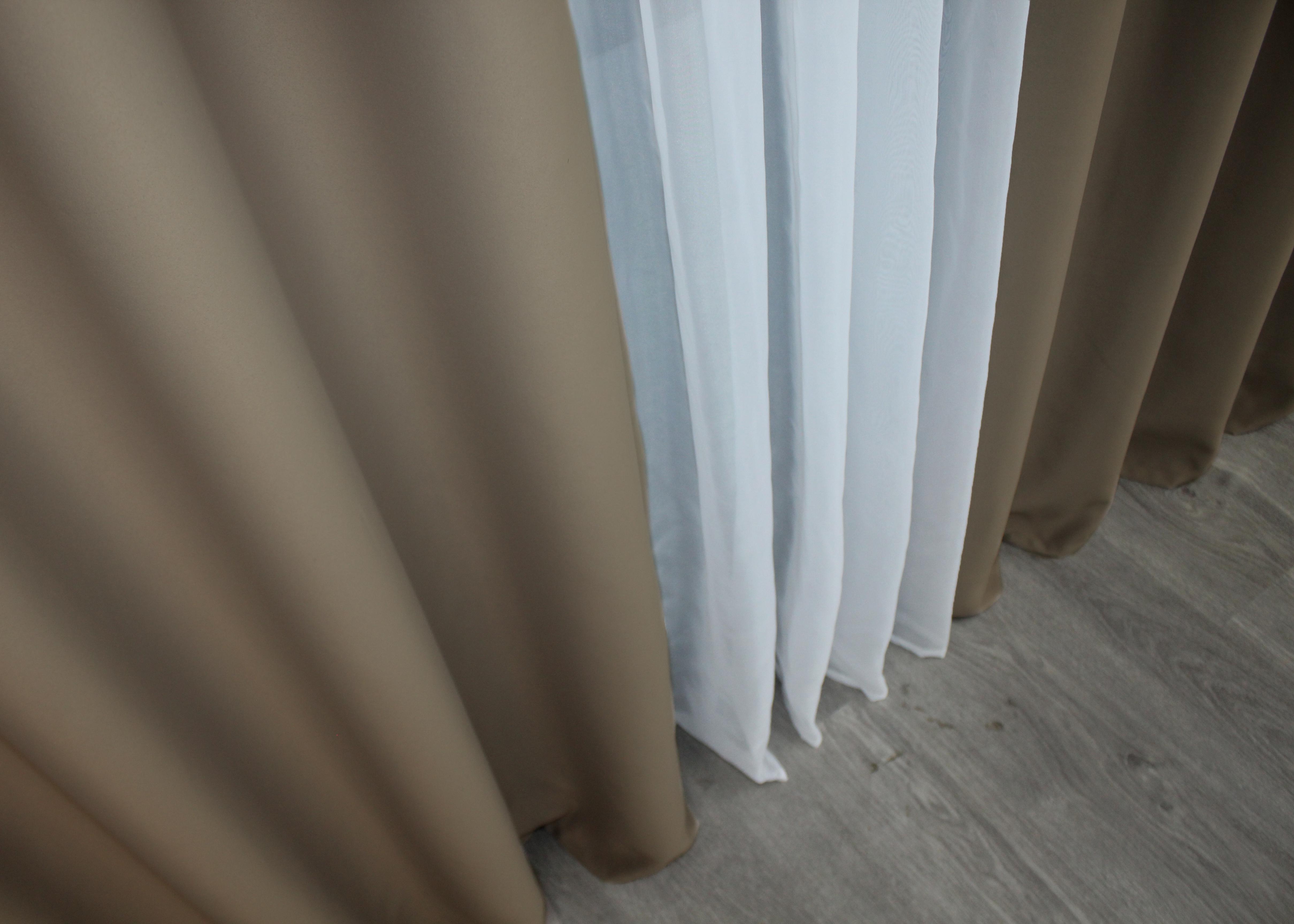 Комплект штор на люверсах VR-Textil Блэкаут Bagema Rvs № 1239ш 150х250 см 2 шт. Молочный шоколад (37-0110) - фото 8