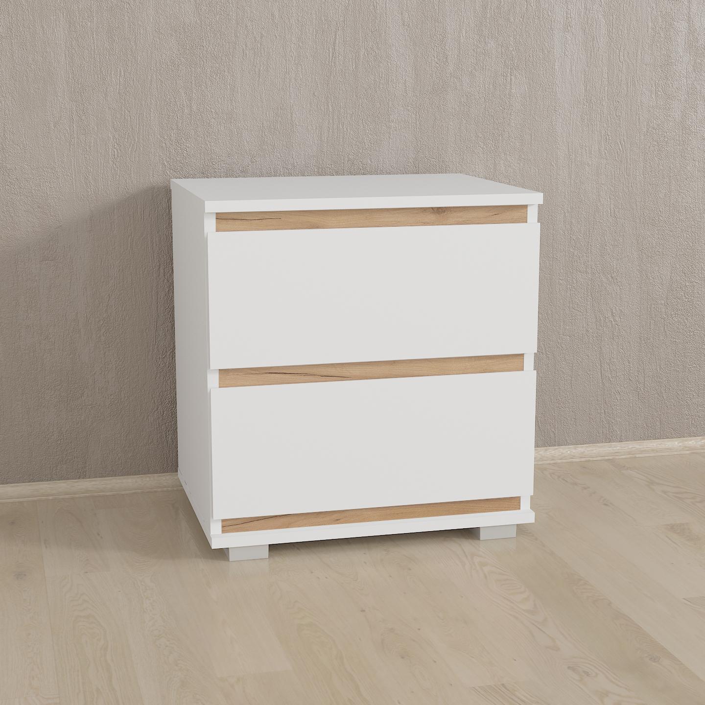 Тумба приліжкова T-02 502х390х535 мм Білий/Дуб Крафт планки - фото 1 Тумба приліжкова T-02 502х390х535 мм Білий/Дуб Крафт планки - фото 1