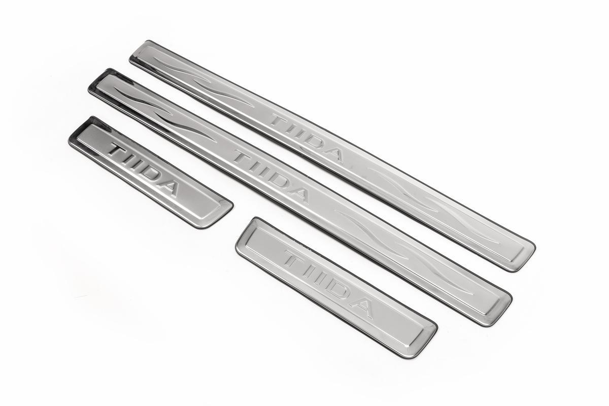 Накладки на пороги Carmos Libao для Nissan Tiida 2004-2011 4 шт. нержавеющая сталь 6307