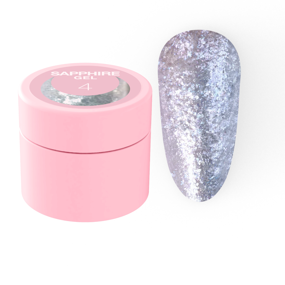 Гель с блестками Luna Moon Sapphire Gel №4 для дизайна ногтей 5 мл