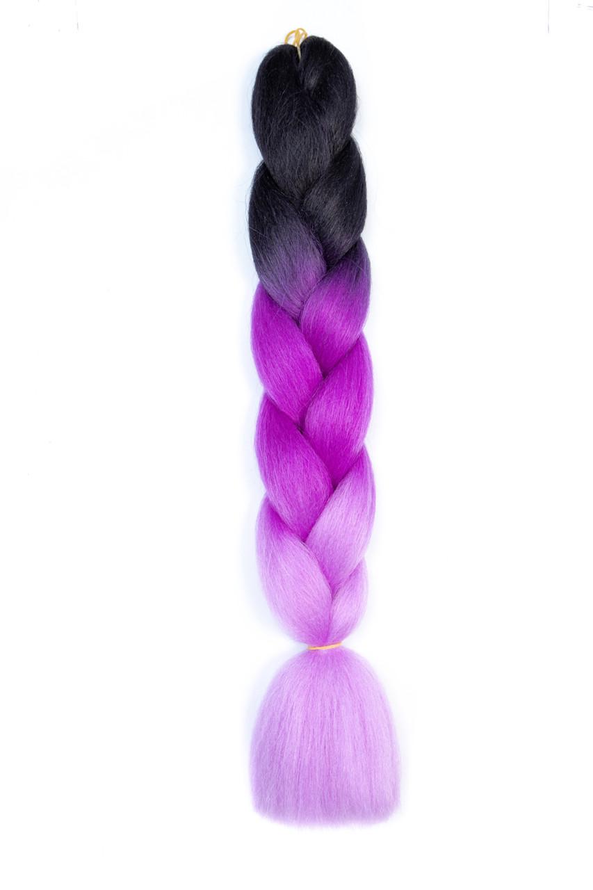 Канекалон омбре С13 60 см Jumbo Braid Черный/Фиолетовый