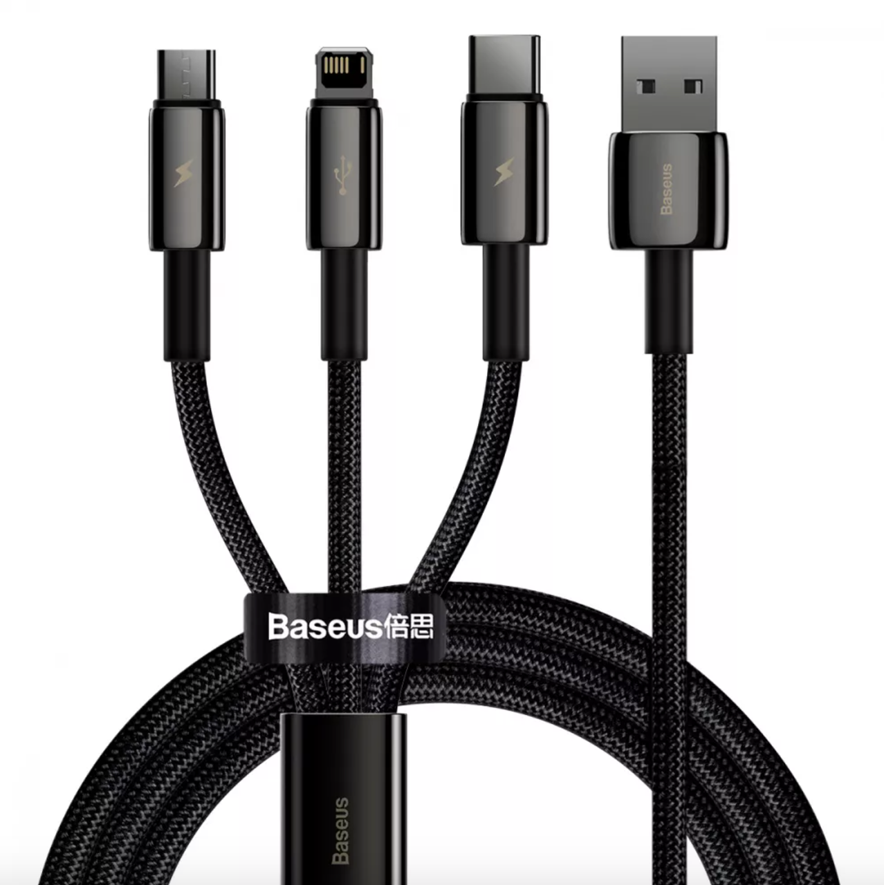 Кабель синхронизации Baseus Tungsten Gold Fast Charging Data 3in1 1.5m Cable, Black