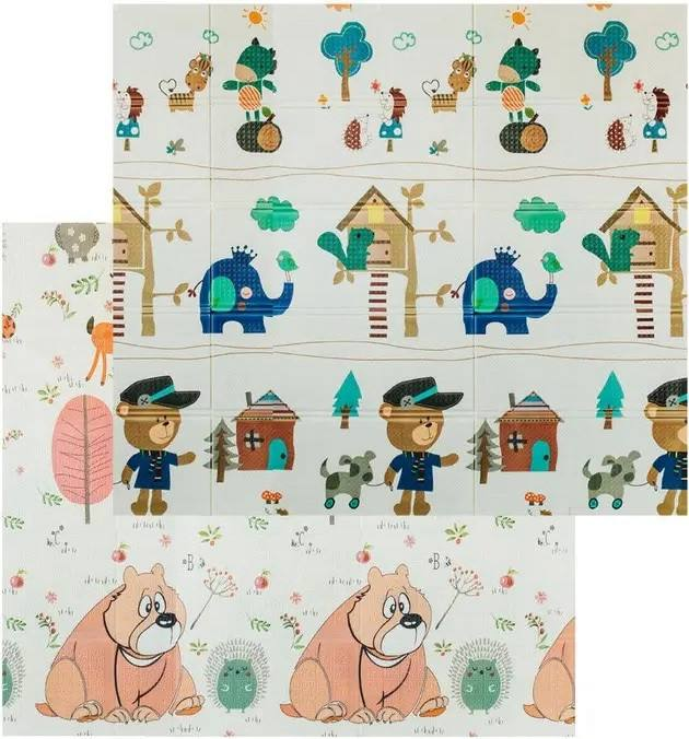 Двусторонний развивающий термоковрик EVA D-70804 Медвежонок и лесные зверьки 200 х 180 см с сумкой