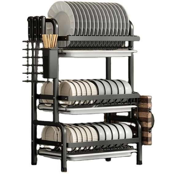 Сушарка для посуду настільна триярусна Multifunctional Bowl Rack Чорний - фото 3 Сушарка для посуду настільна триярусна Multifunctional Bowl Rack Чорний - фото 3