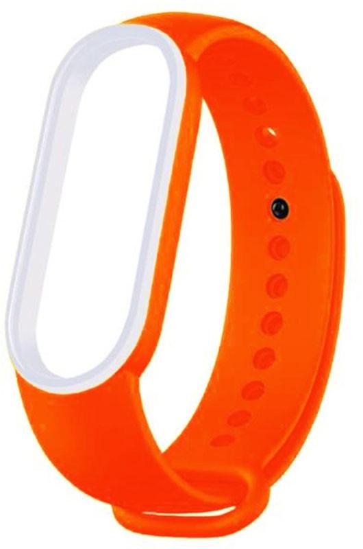 Ремешок UWatch Double Color Replacement Silicone Band Line For Xiaomi Mi Band Line 5/6/7 Orange/White - фото 1