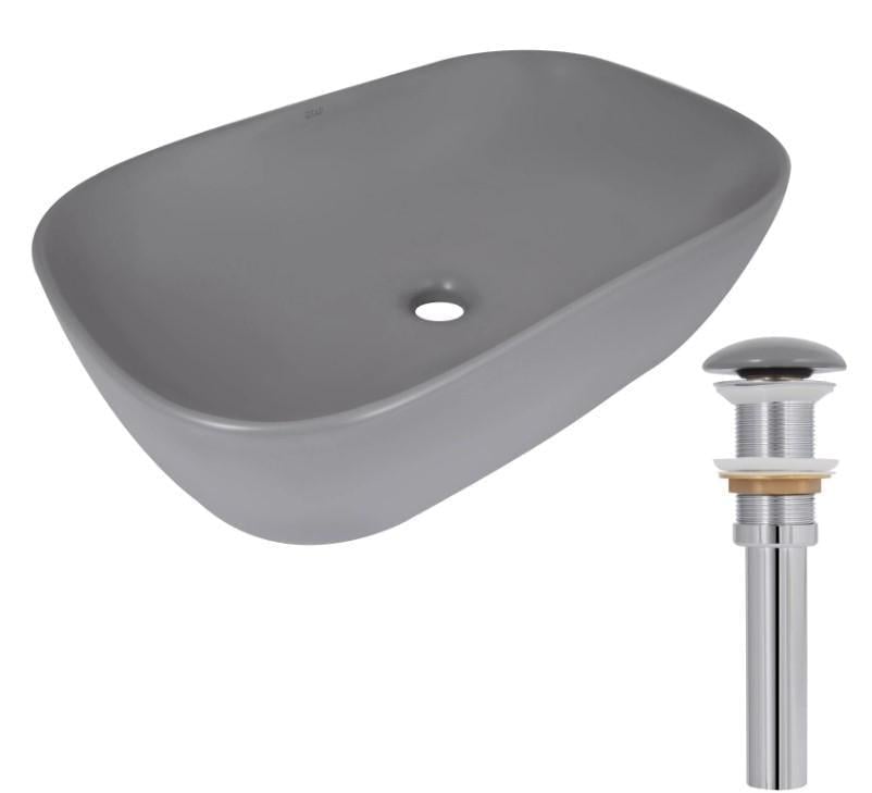 Раковина накладная прямоугольная Qtap Robin с донным клапаном Stone Grey (QTROB188SG49786)