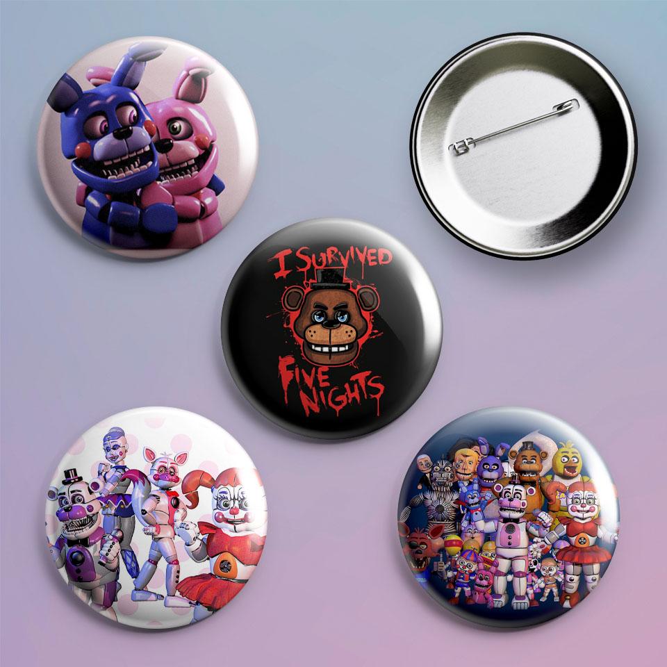 Значки на рюкзак с принтом игры Five Nights at Freddy's 4 шт.
