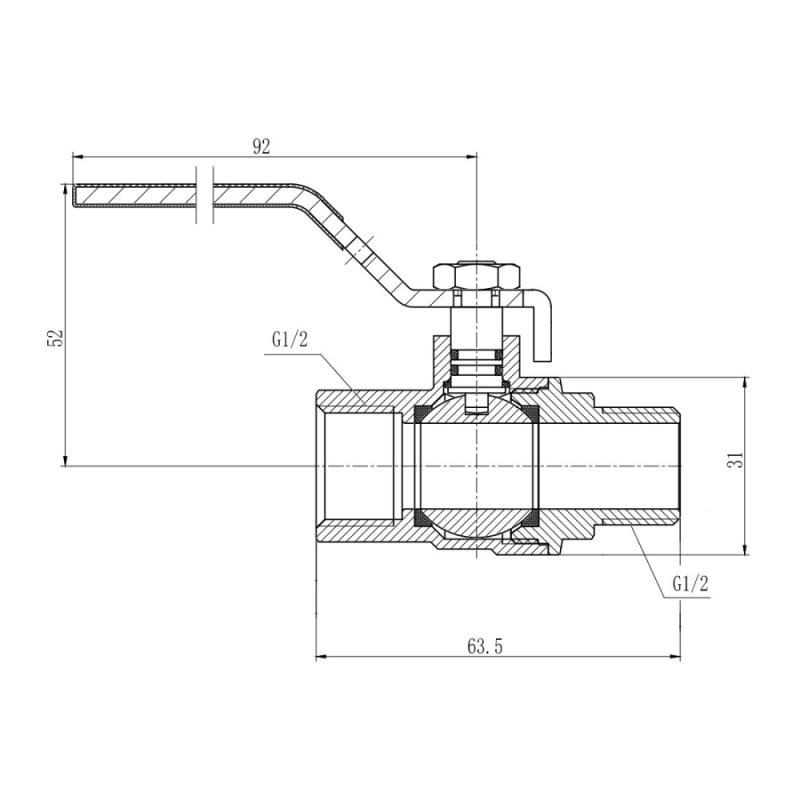 Кран шаровая ручка SD Forte 1/2 ВЗ для газа (11075836) - фото 2