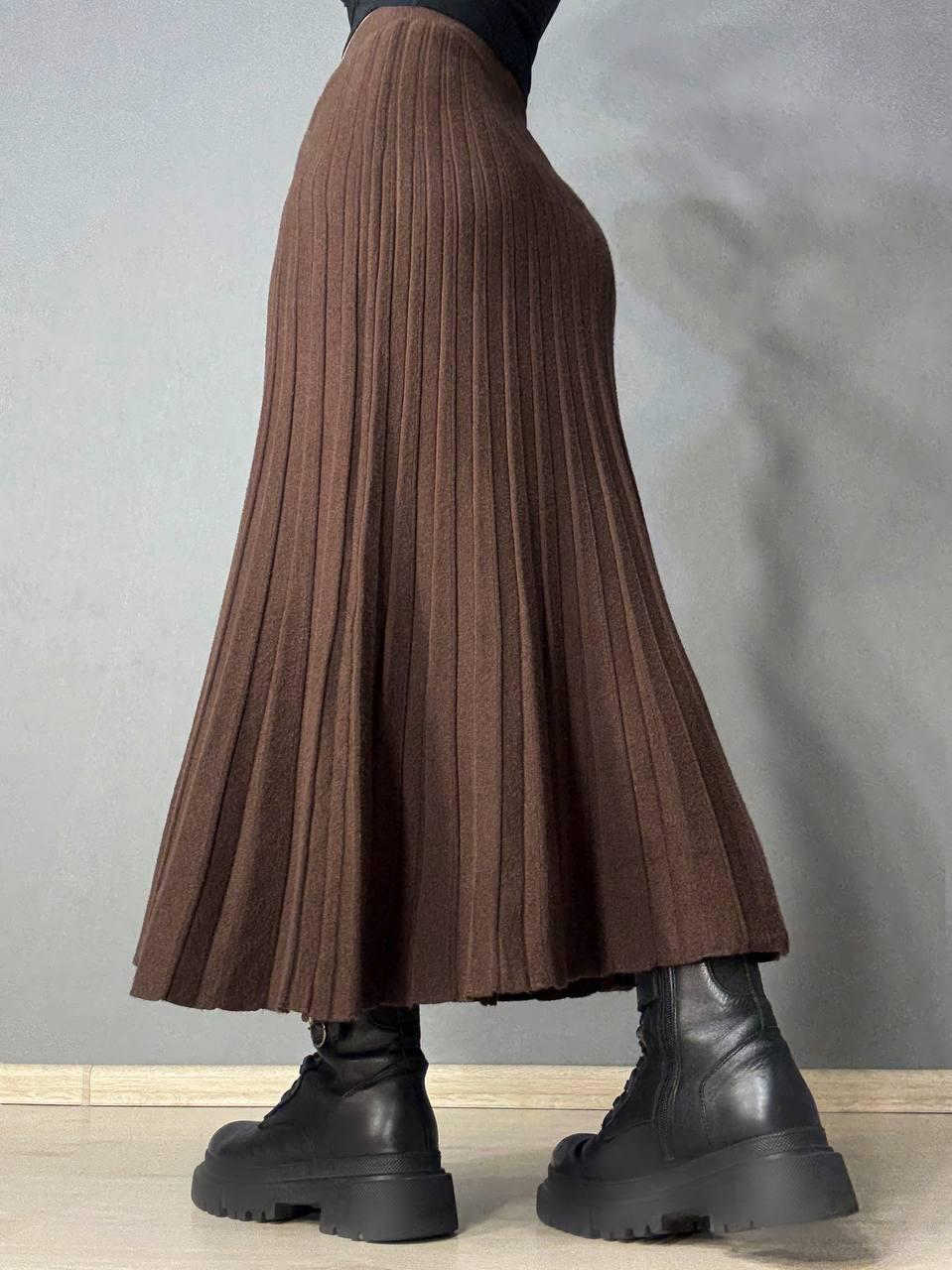 Юбка женская My fashion 8893 вязаная длинная макси плиссе трапеция OS Коричневый (5935) - фото 4 Юбка женская My fashion 8893 вязаная длинная макси плиссе трапеция OS Коричневый (5935) - фото 4