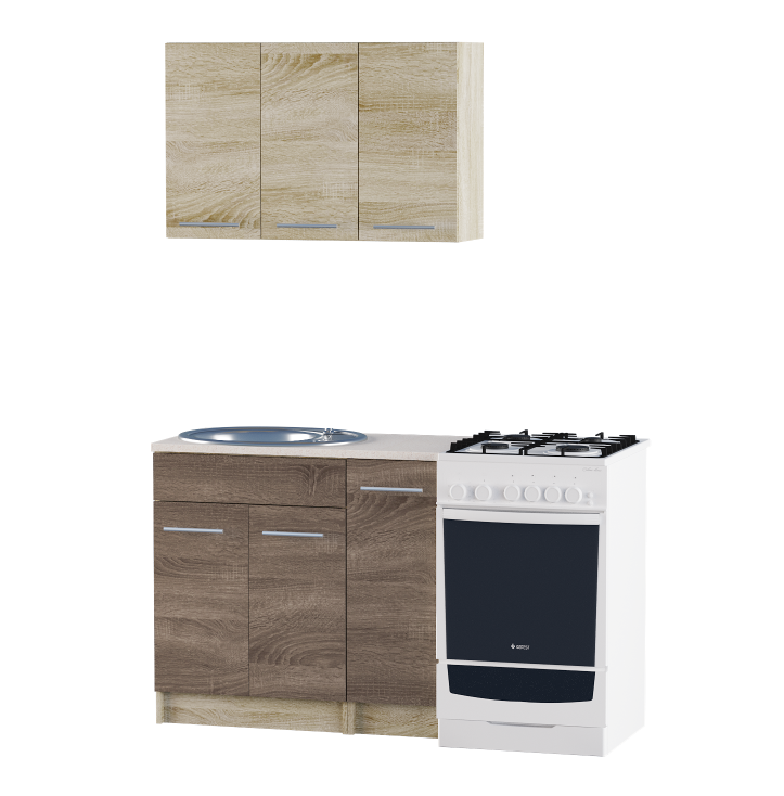 Кухня со столешницей без мойки Эверест Эко 0,9 м Дуб Сонома/Трюфель ДСП (07656)