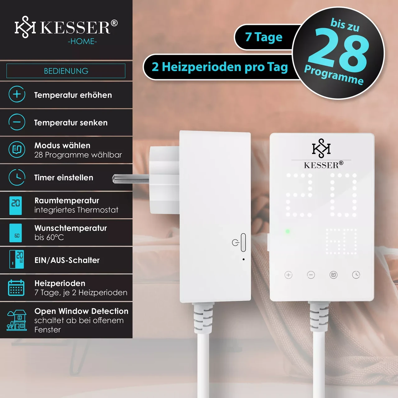 Инфракрасный обогреватель настенный KESSER с термостатом 800W (16628_800W) - фото 6 Инфракрасный обогреватель настенный KESSER с термостатом 800W (16628_800W) - фото 6