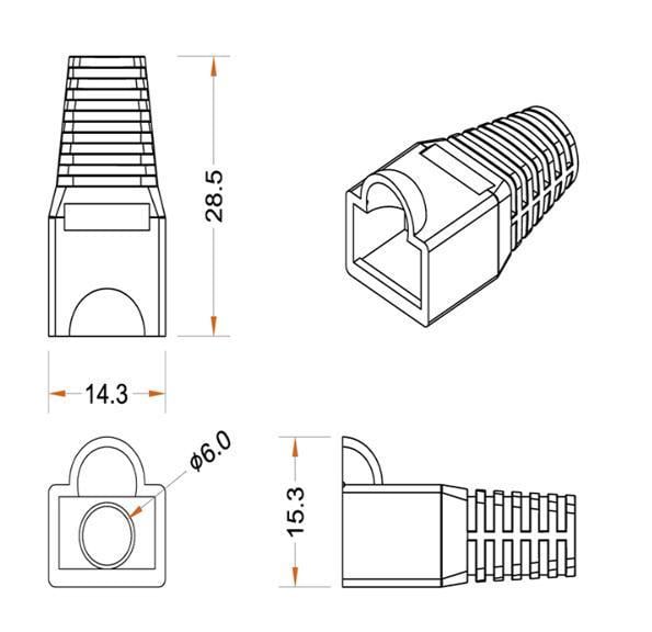 Хвостовик Hyperline на роз'єм 6,0 мм Білий (BOOT-RJ45-WH) - фото 3
