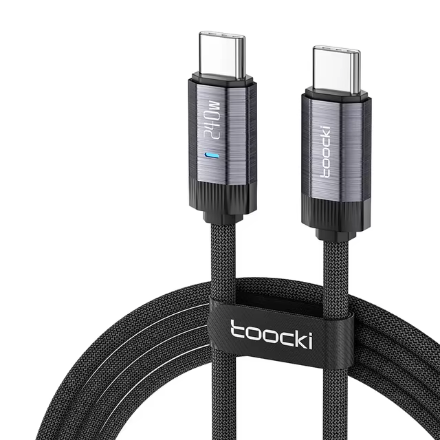 Кабель Toocki 240W Type C-Type C 1 м Сірий (TQ-X24CC1GREY240)