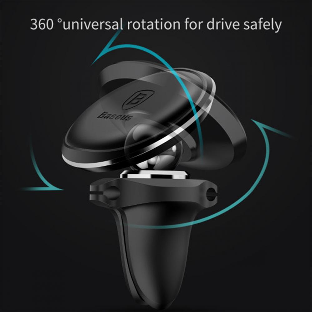 Автотримач для телефону BASEUS Magnetic Air Vent Car Mount with Cable Clip Black (SUGX020001) - фото 12