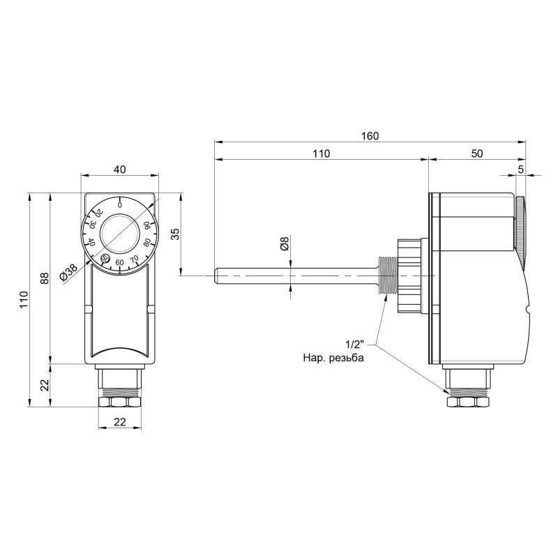 Термостат погружной SD Plus SD348 1/2" (30368247) - фото 2 Термостат погружной SD Plus SD348 1/2" (30368247) - фото 2