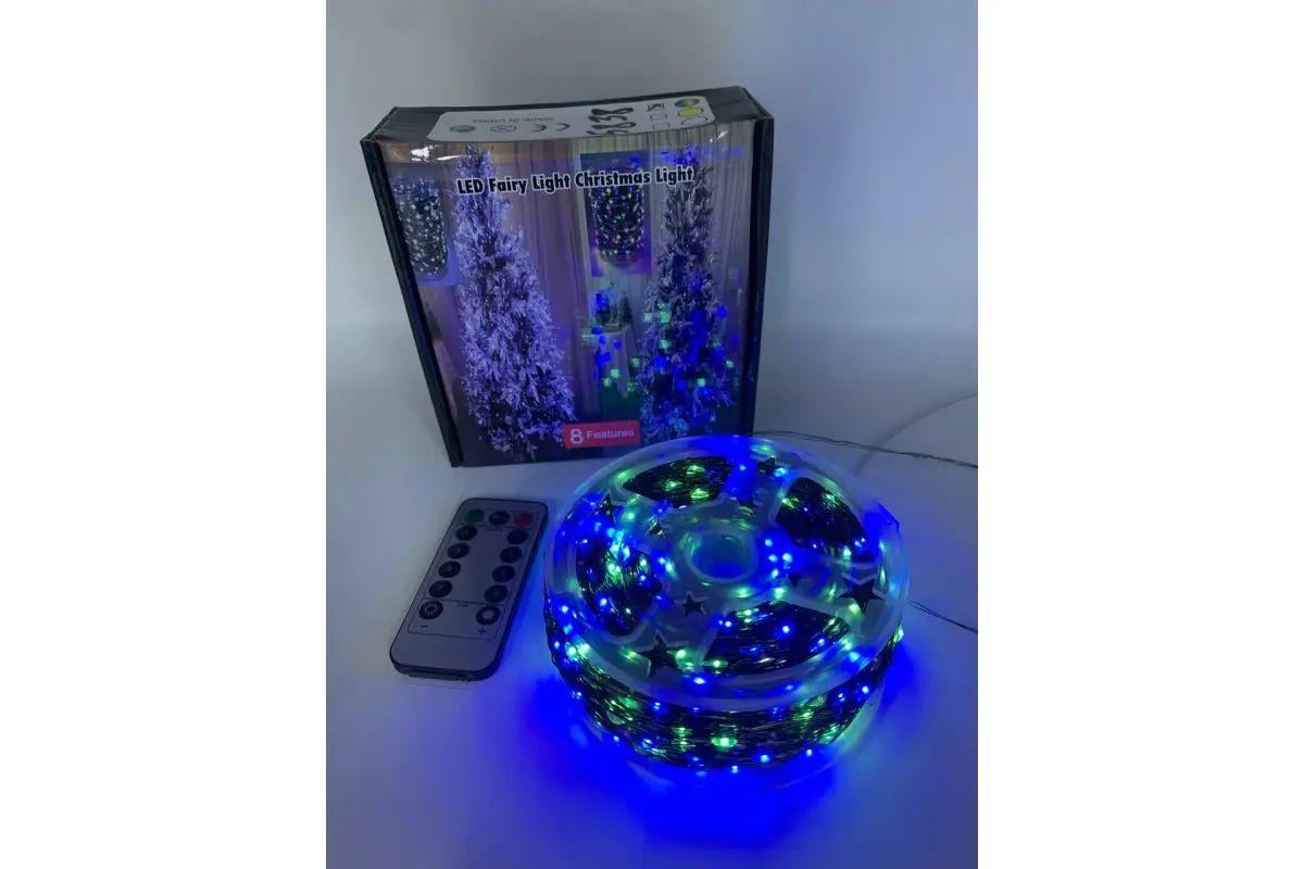 Гирлянда светодиодная Роса с пультом и 8 режимами разноцветного свечения на зеленой проволоке 200 м