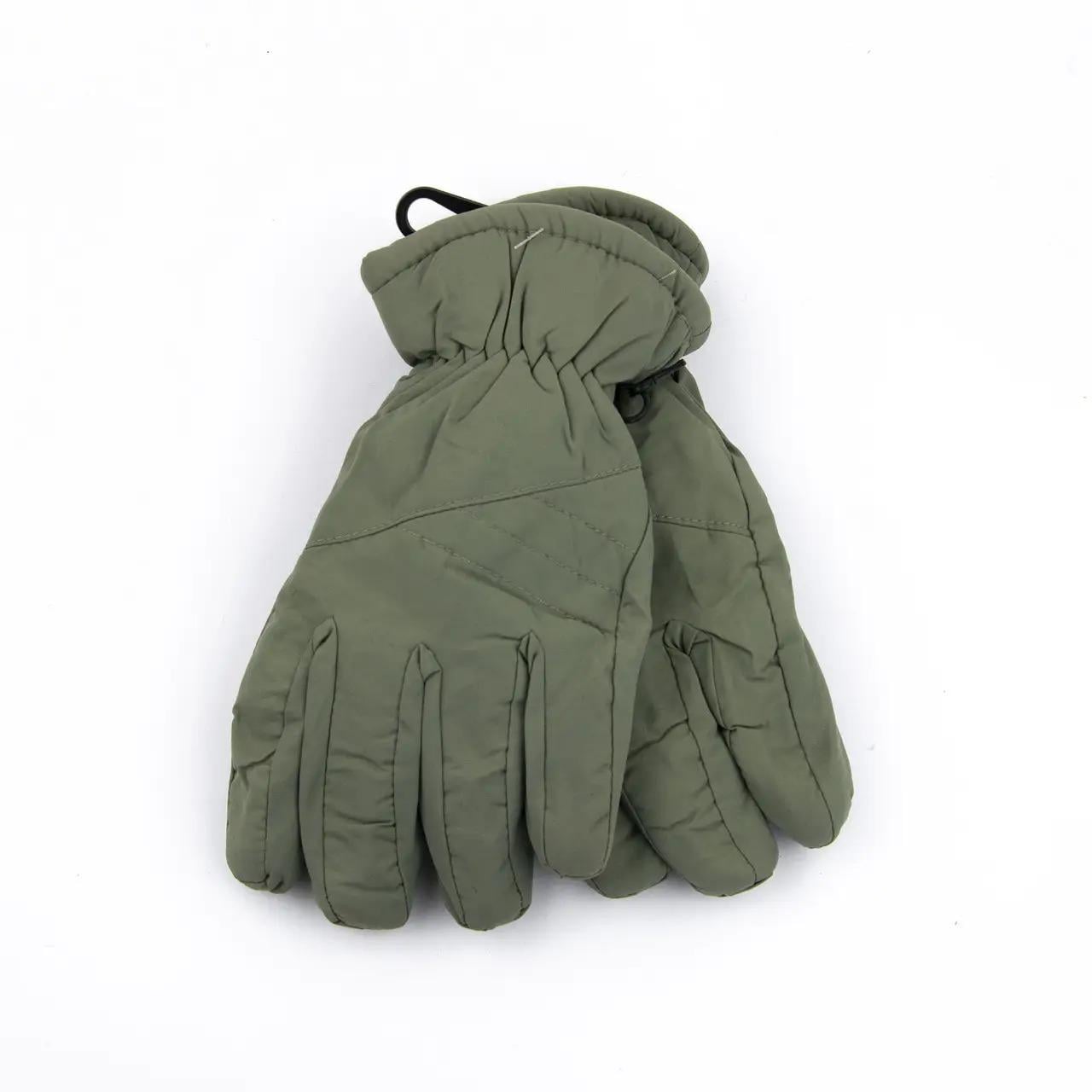 Детские перчатки болоневые лыжные на липучке с флисовой подкладкой Хаки (23-12-59)