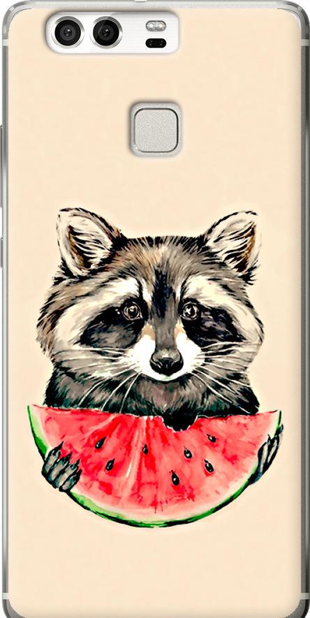 Чехол на Huawei P9 Енотик с арбузом (4605u-347-42517)