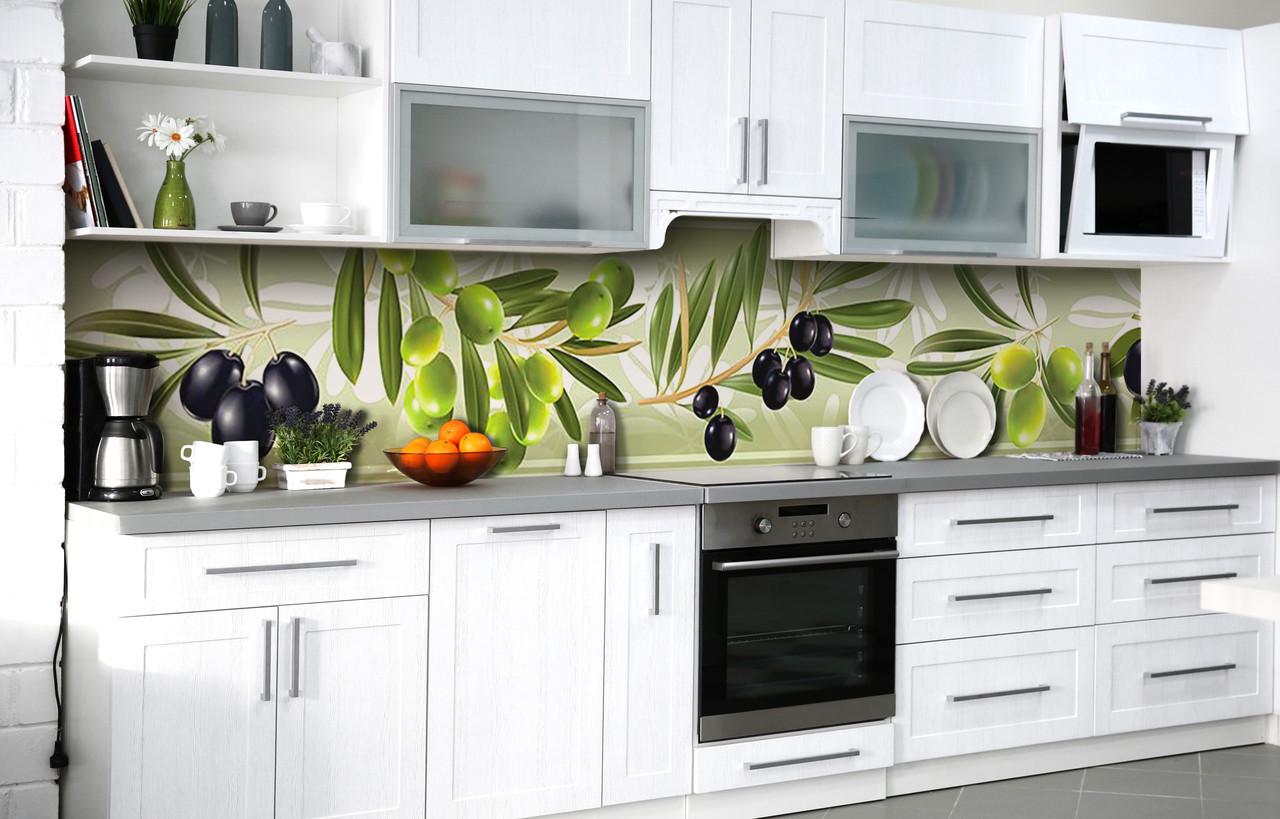 Кухонный фартук Оливки/Маслины виниловый самоклеющийся 650х2500мм Зеленый