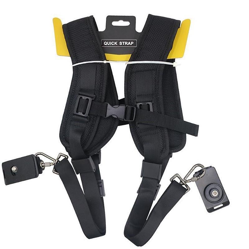 Ремень разгрузочный двойной для фотографа на 2 камеры портупея-разгрузка Черный (QSK-2B)