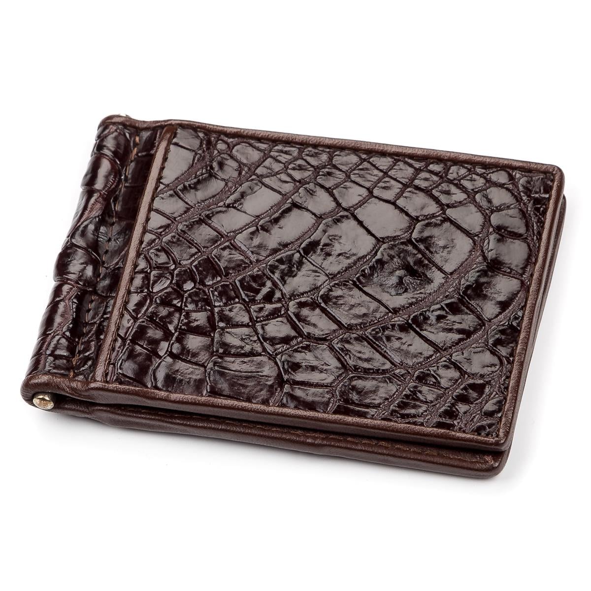 Зажим для денег Crocodile Leather 18052 из натуральной кожи крокодила Коричневый Зажим для денег Crocodile Leather 18052 из натуральной кожи крокодила Коричневый