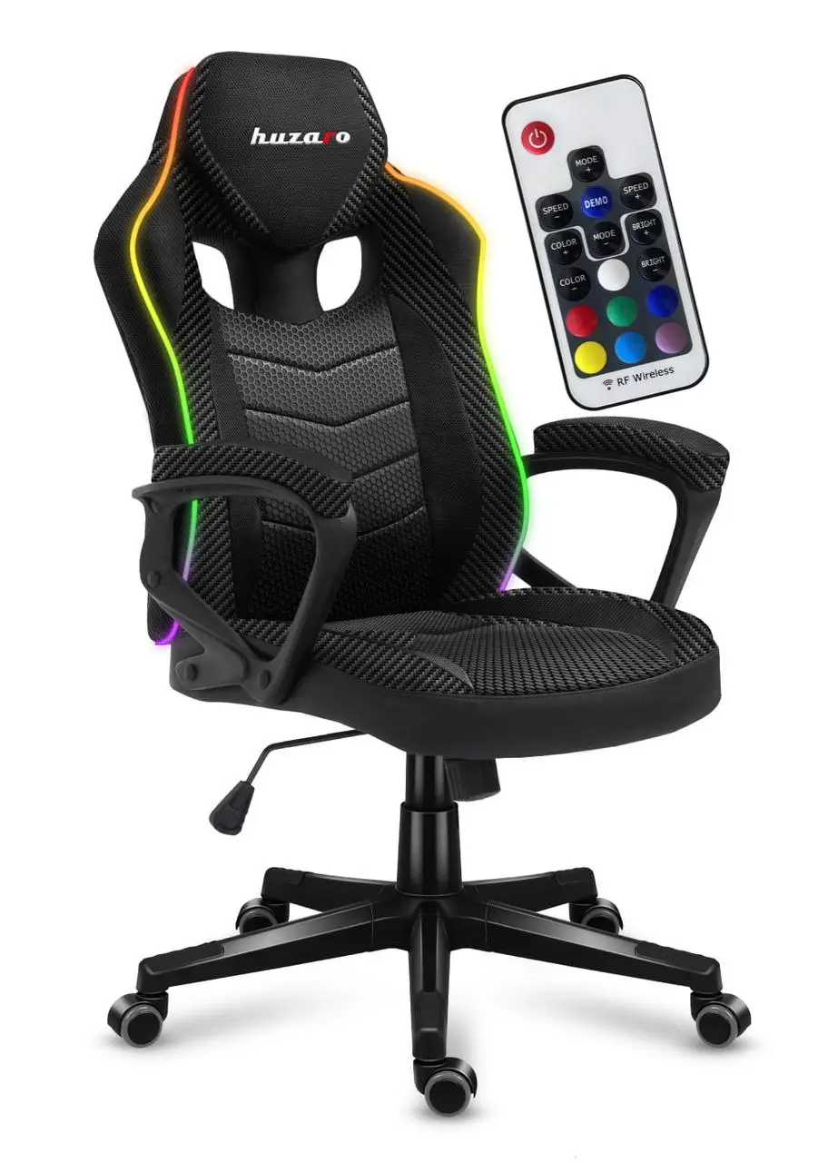 Крісло геймерське з RGB підсвіткою Huzaro Force 2.5 RGB тканина до 130 кг Чорний - фото 1