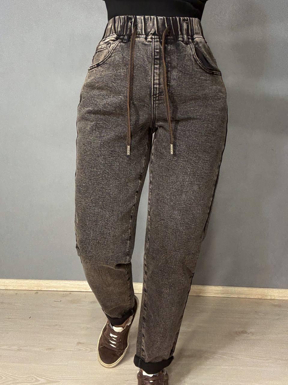 Джинсы женские Vanver 82099 MOM comfort талия на резинке со шнурком р. 32 Коричневый (5776)