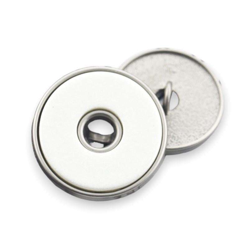 Пуговица Double circle LuxFabric на ножке металл 18 мм 1 шт. Белый/Серый матовый (ПВ0018д62)