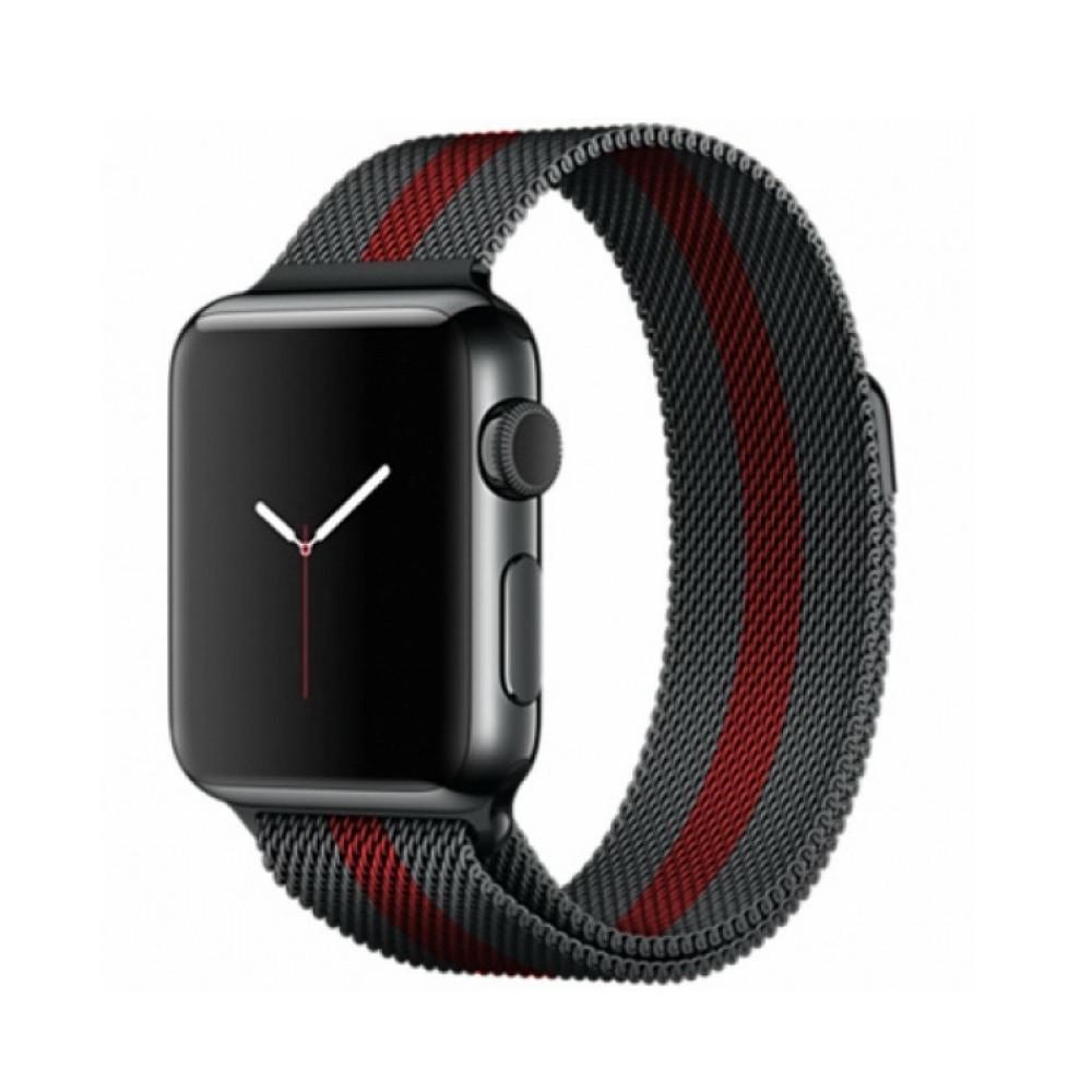 Ремешок для смарт-часов Milanese loop steel bracelet Apple watch 38/40 мм Black-red (1374321531) Ремешок для смарт-часов Milanese loop steel bracelet Apple watch 38/40 мм Black-red (1374321531)