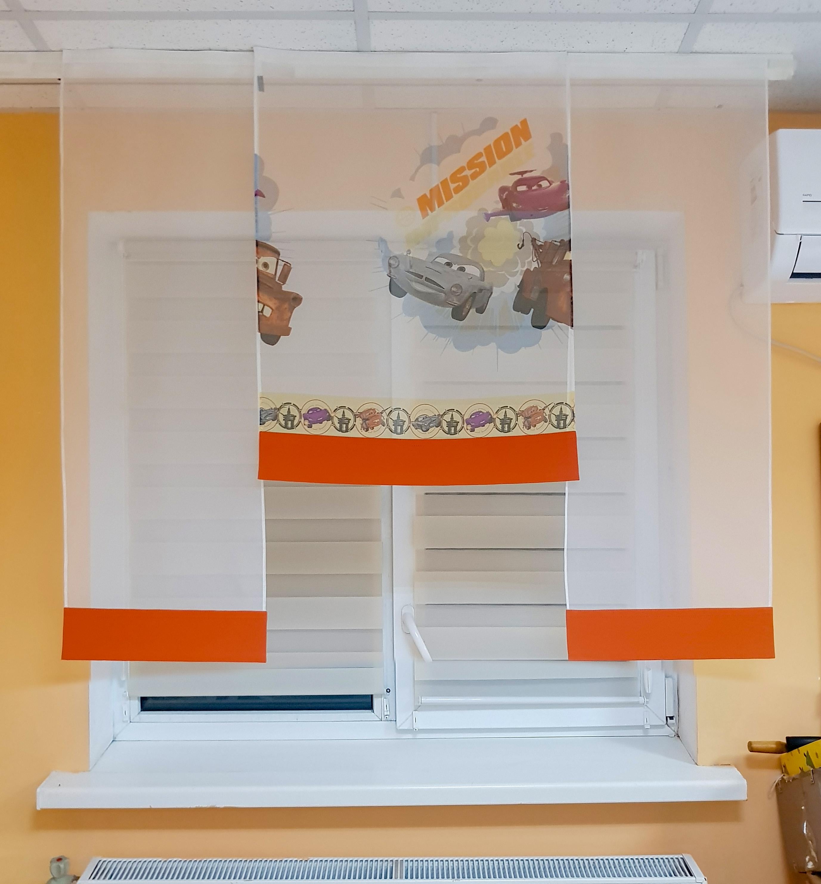 Комплект панельных занавесок Firanka Тачки 3 шт. карниз 130 см Оранжевый с кремовым (6_6п) Комплект панельных занавесок Firanka Тачки 3 шт. карниз 130 см Оранжевый с кремовым (6_6п)