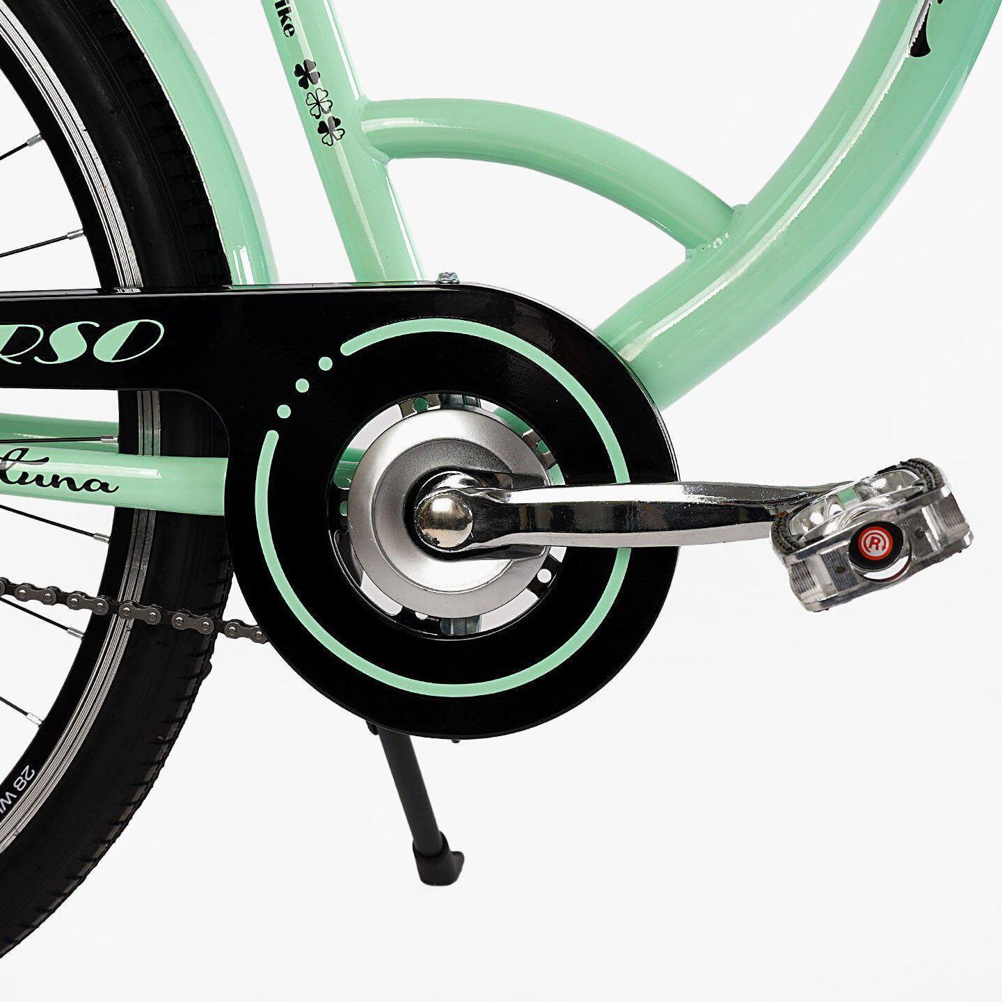 Велосипед городской Corso Fortuna с корзиной и багажником рама 20"/28" Бирюзовый - фото 4 Велосипед городской Corso Fortuna с корзиной и багажником рама 20"/28" Бирюзовый - фото 4