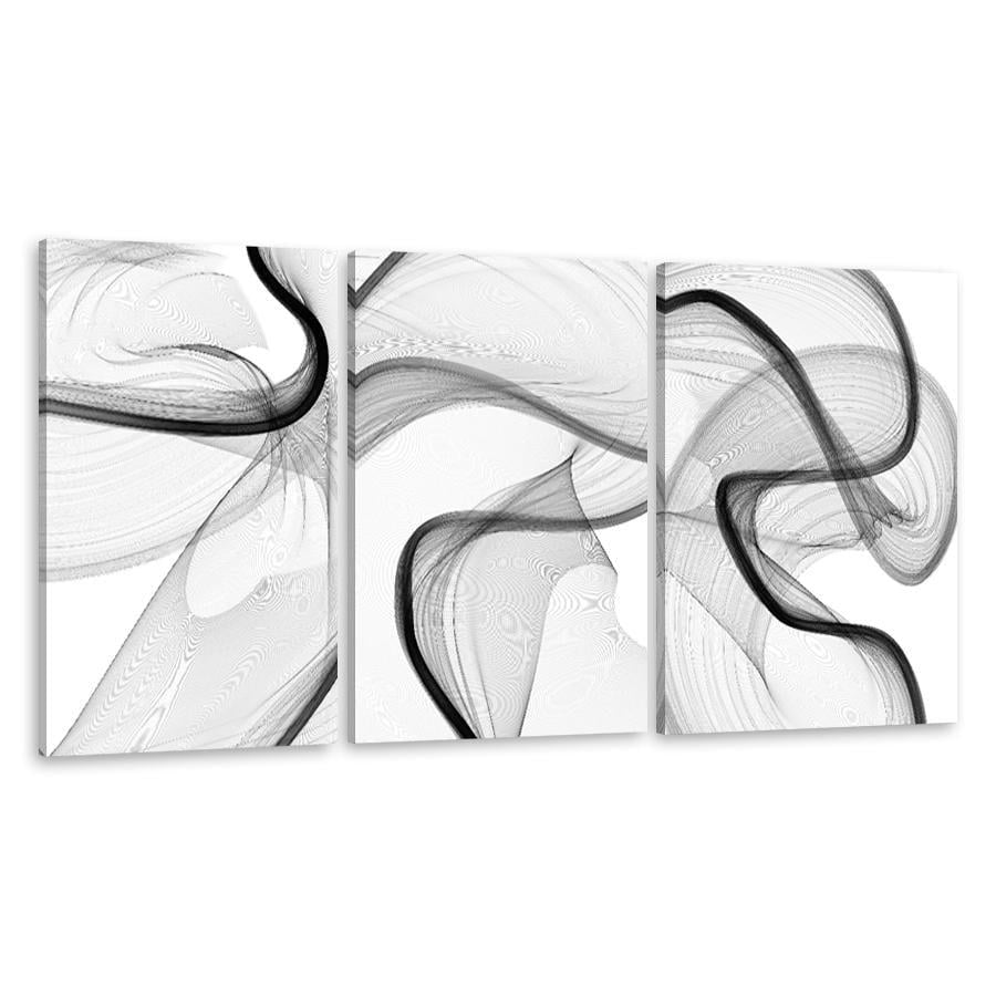 Картина на полотні Абстрактний сірий дим на білому тлі 156x67 см (V77-3_L)