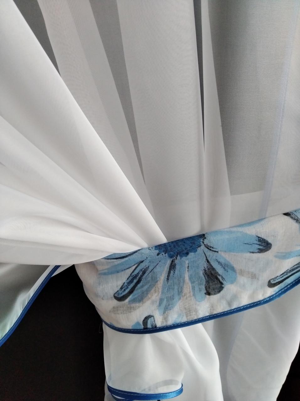 Занавеска кухонная Угол сетка с ламбрекеном батист 300х170 см Белый/Голубой (ул-24) - фото 4 Занавеска кухонная Угол сетка с ламбрекеном батист 300х170 см Белый/Голубой (ул-24) - фото 4