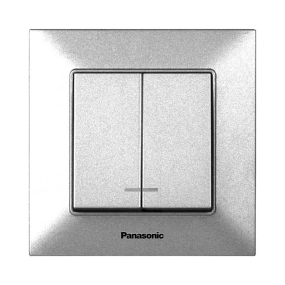 Выключатель Panasonic Arkedia Slim 2-кл с подсветкой Серебряный (15603-е)