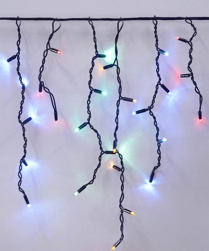 Гирлянда уличная бахрома 100 LED статический режим 5x0,6 м 24 нити Черный каучук (24-1445-54)