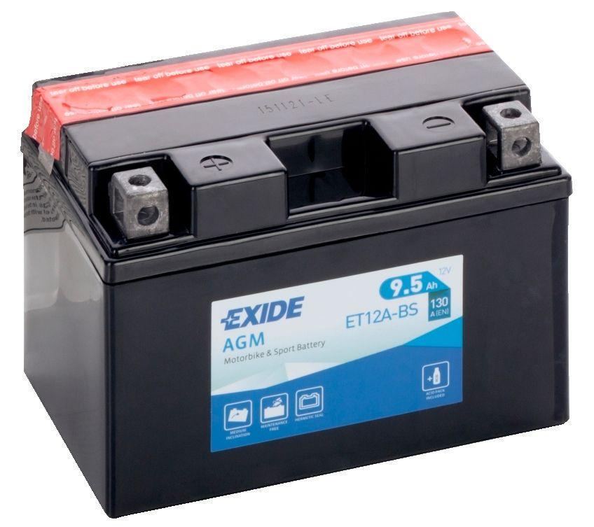 Акумулятор мото EXIDE AGM 6СТ-9,5 Ah Аз 12V 130А EN ET12A-BS (98017)