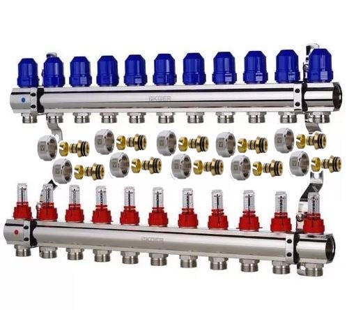 Коллектор с евроконусами для теплого пола KOER 11 контуров с расходомерами (KR2648K)