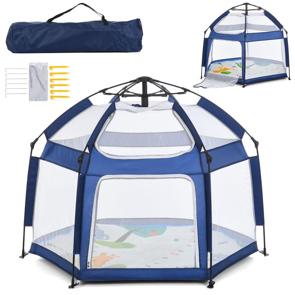 Палатка автоматическая MR 1512 с сетчатыми стенками и ковриком 146х127х110 см Синий - фото 5 Палатка автоматическая MR 1512 с сетчатыми стенками и ковриком 146х127х110 см Синий - фото 5