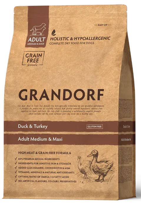 Корм сухий Grandorf Duck&Sweet Potato All Breeds для собак всіх порід від 1 року і старше з качкою та індичкою 10 кг (5407007851058)