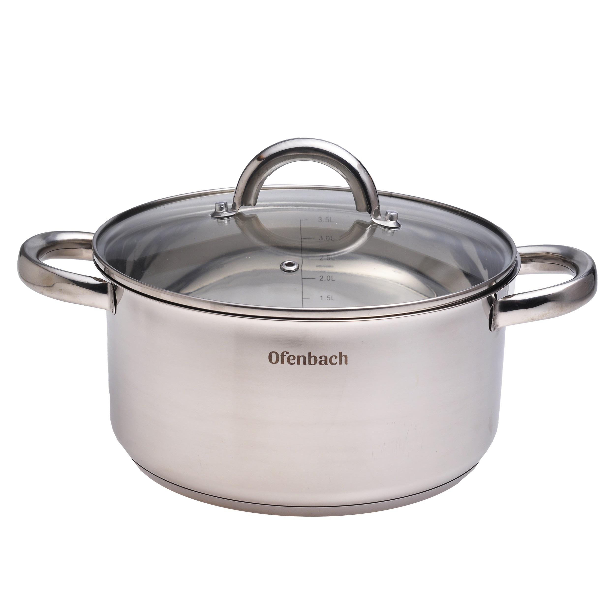 Кастрюля со стеклянной крышкой Ofenbach КМ-100526 из нержавеющей стали 4 л Стальной (150-84-100526)
