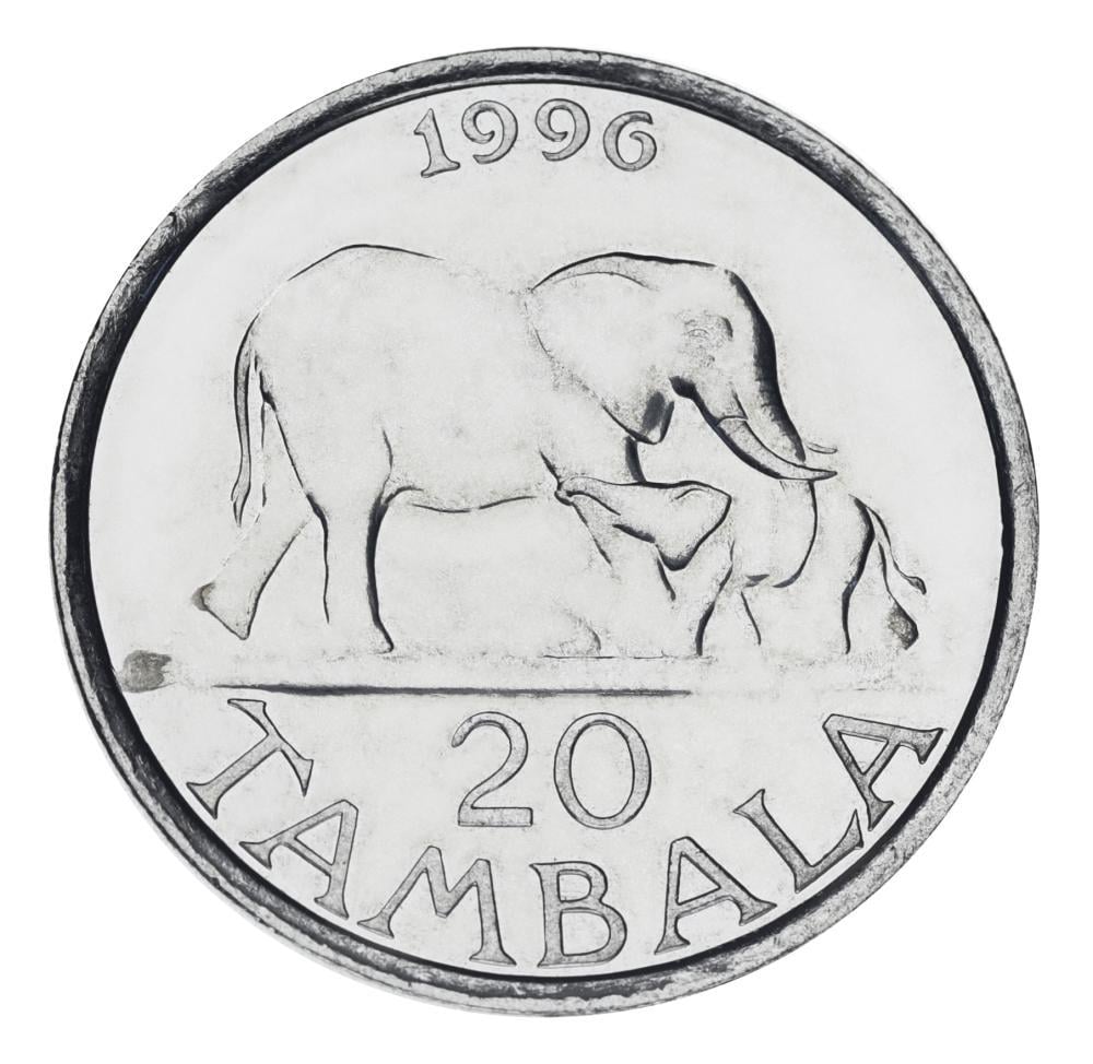 Коллекционная монета Малави 20 тамбал 1996 AU-UNC Слон (М25661)