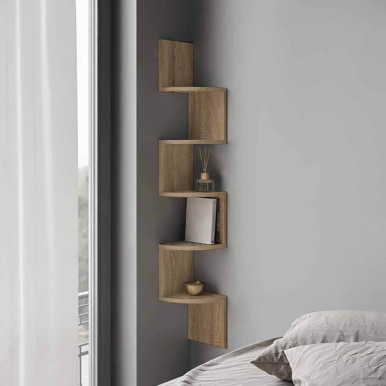 Полка угловая навесная Lilly 200x200x1280 мм Дуб Сонома