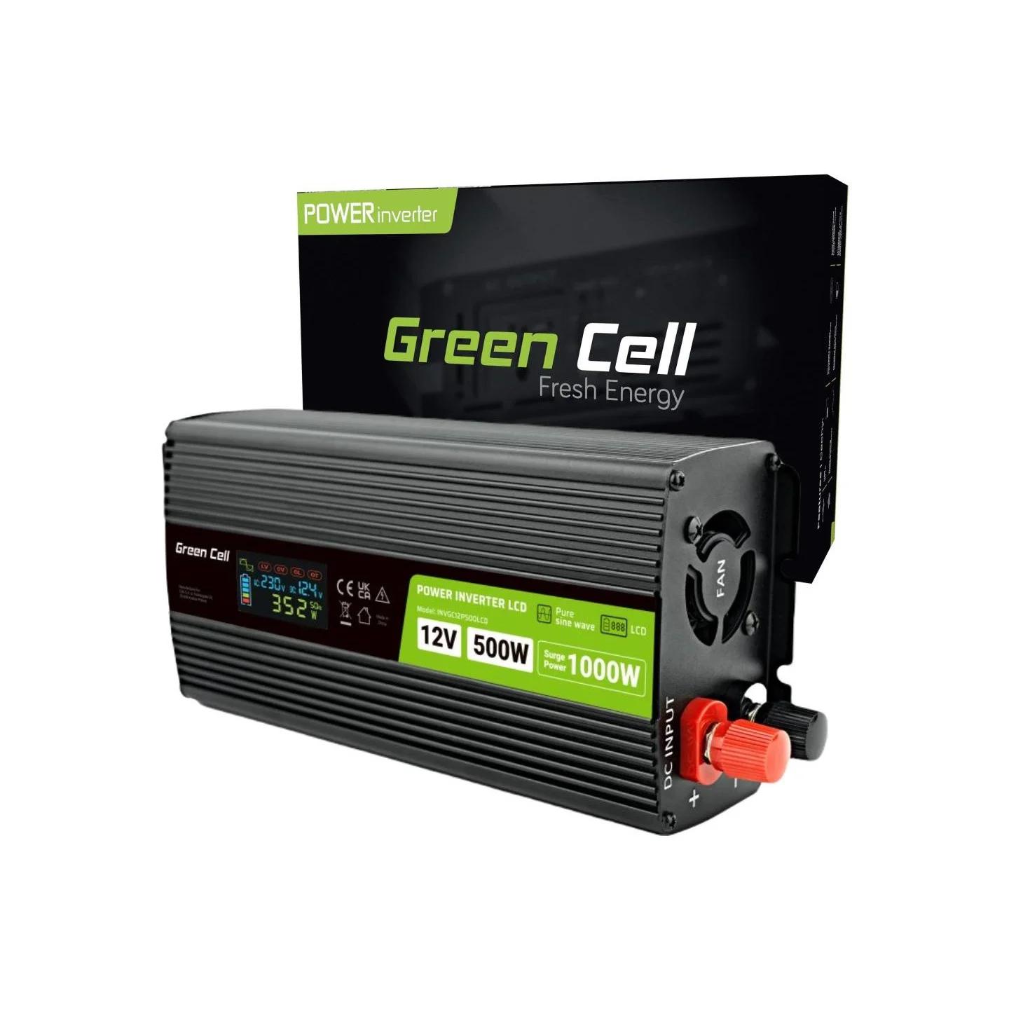 Перетворювач DC-AC Green Cell 12/220V 500W/1000W (INVGC12P500LCD)