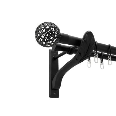 Карниз для штор Orvit Савона двохрядний 25/19 мм ретро 300 см Чорний оксамит (009-0916)