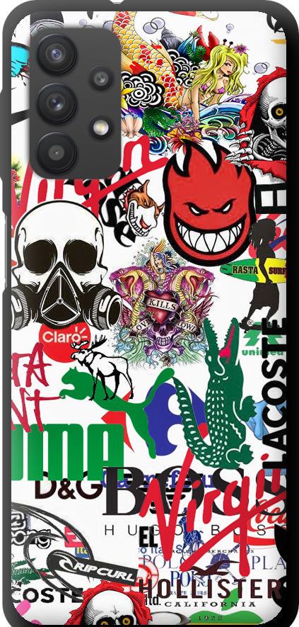 Чехол на Samsung Galaxy A32 A325F Many different logos (4022b-2204-42517)