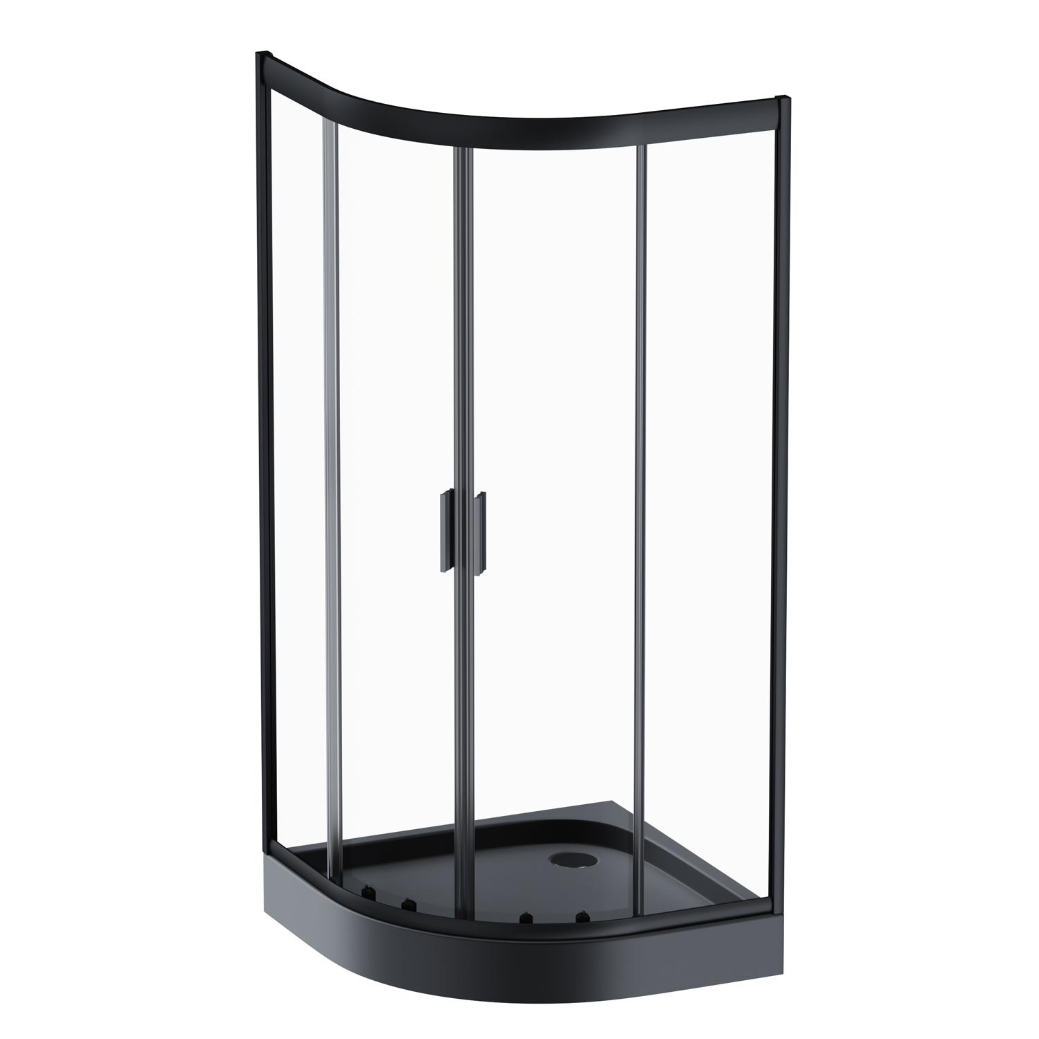 Душевое ограждение AM.PM Gem 1/4 Round без поддона 90х90 см Черный (W90UG-401-9090-BT)